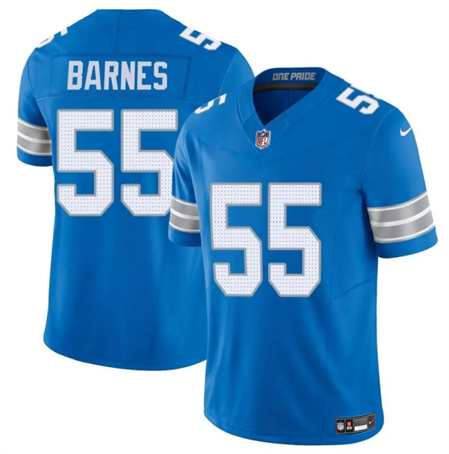 Men's Detroit Lions #55 Derrick Barnes Blue 2025 F.U.S.E. Vapor Limited Stitched Jersey