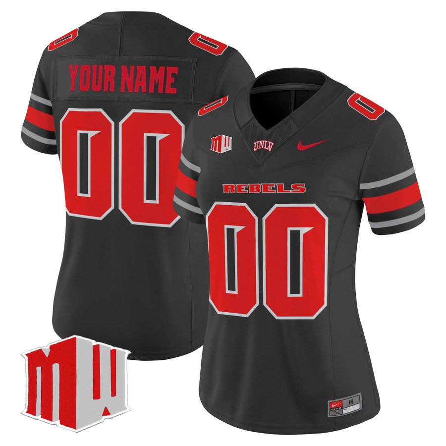 Women's UNLV Rebels Custom Black F.U.S.E. 2025 Vapor Limited Stitched Football Jersey Women's UNLV Rebels Custom Black F.U.S.E. 2025 Vapor Limited Stitched Football Jersey
