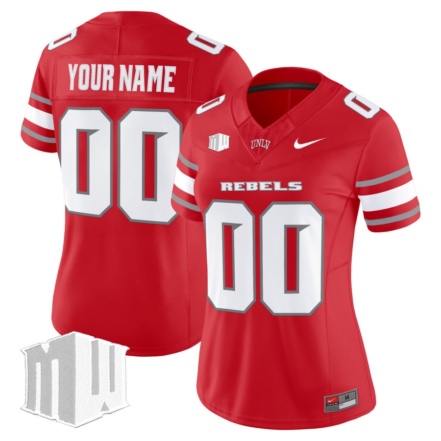 Women's UNLV Rebels Custom Red F.U.S.E. 2025 Vapor Limited Stitched Football Jersey Women's UNLV Rebels Custom Red F.U.S.E. 2025 Vapor Limited Stitched Football Jersey