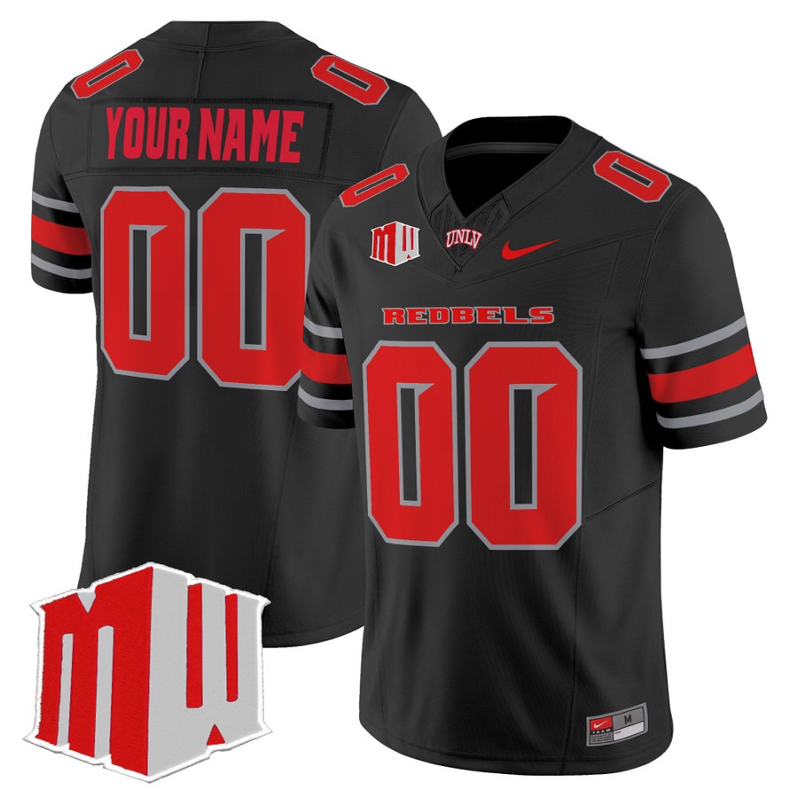 Men's UNLV Rebels Custom Black F.U.S.E. 2025 Vapor Limited Stitched Football Jersey Men's UNLV Rebels Custom Black F.U.S.E. 2025 Vapor Limited Stitched Football Jersey