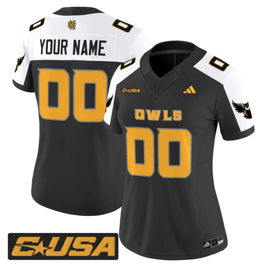 Women's Kennesaw State Owls Custom Black Alternate 2025 Vapor F.U.S.E. Limited Stitched Football Jersey Women's Kennesaw State Owls Custom Black Alternate 2025 Vapor F.U.S.E. Limited Stitched Football Jersey