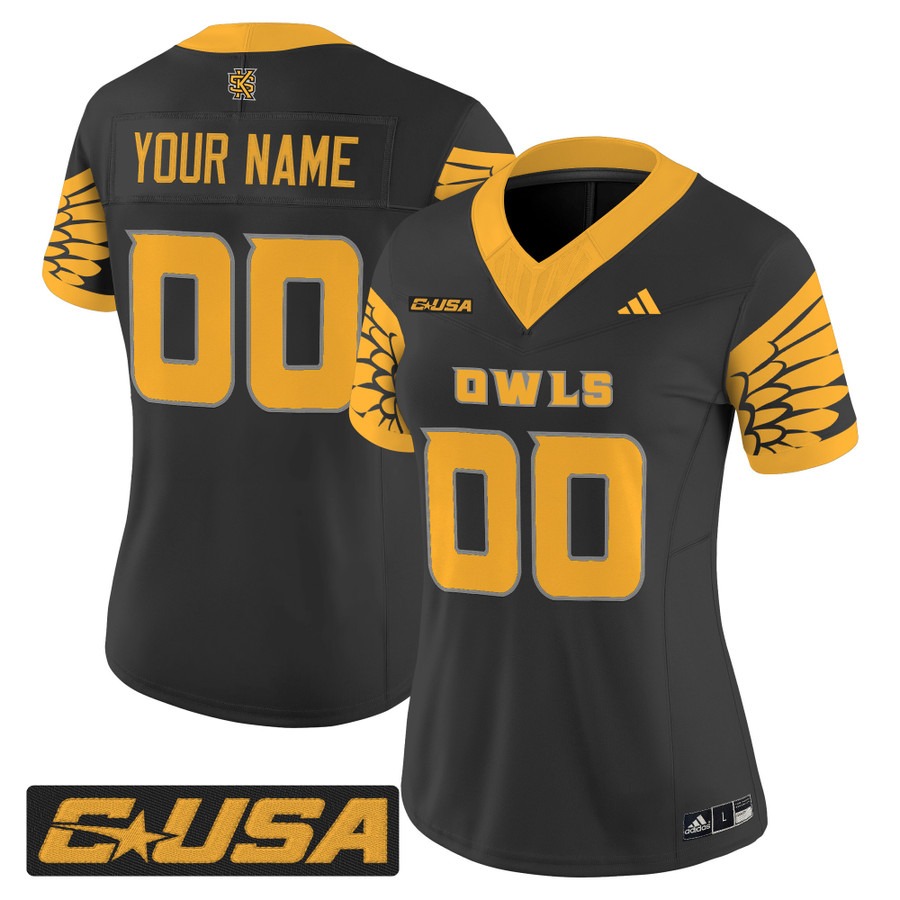 Women's Kennesaw State Owls Custom Black 2025 Vapor F.U.S.E. Limited Stitched Football Jersey Women's Kennesaw State Owls Custom Black 2025 Vapor F.U.S.E. Limited Stitched Football Jersey