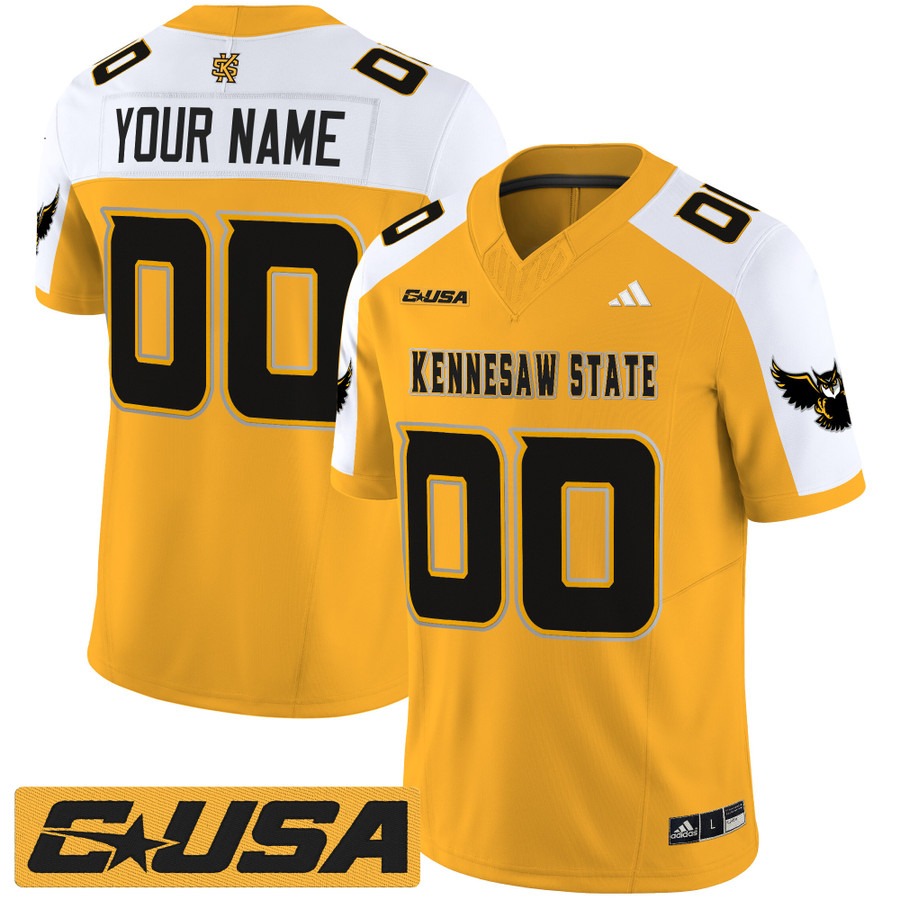 Men's Kennesaw State Owls Custom Gold Alternate 2025 Vapor F.U.S.E. Limited Stitched Football Jersey Men's Kennesaw State Owls Custom Gold Alternate 2025 Vapor F.U.S.E. Limited Stitched Football Jersey