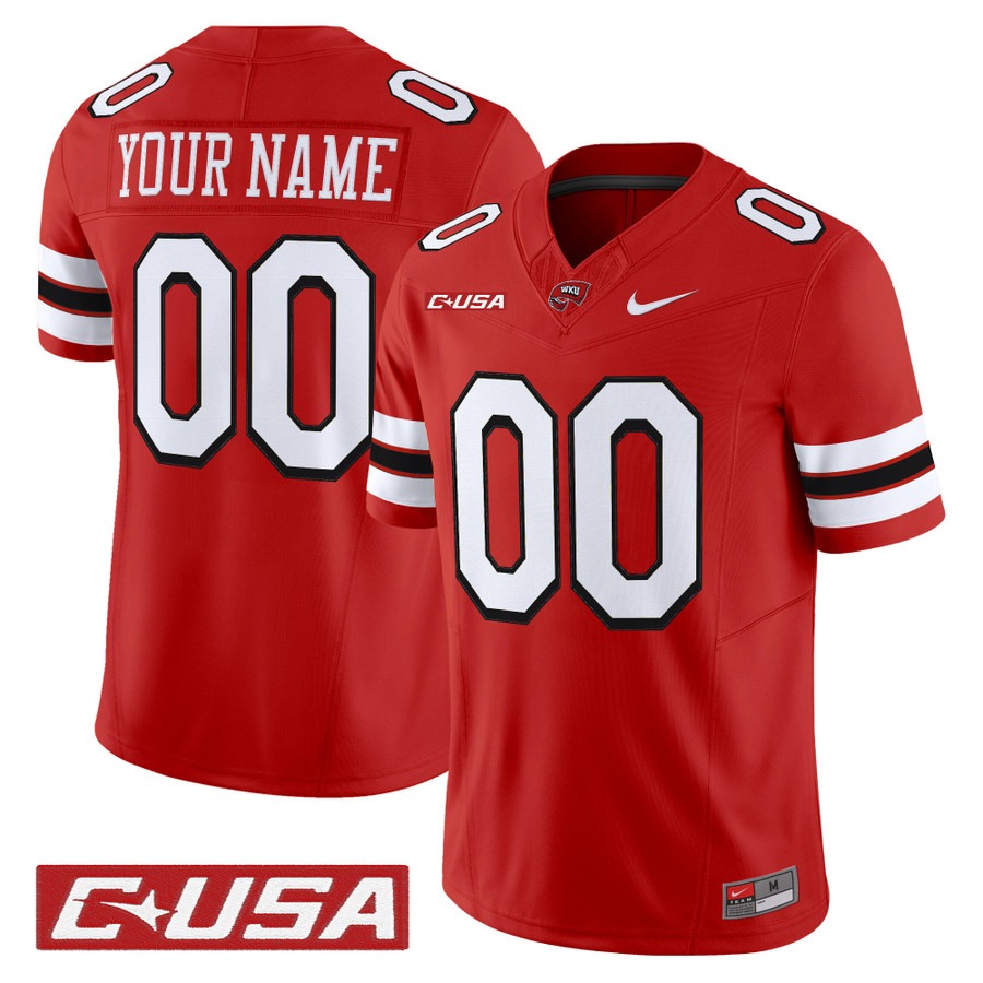 Men's Western Kentucky Hilltoppers Custom Red F.U.S.E. 2025 Vapor Limited Stitched Football Jersey Men's Western Kentucky Hilltoppers Custom Red F.U.S.E. 2025 Vapor Limited Stitched Football Jersey