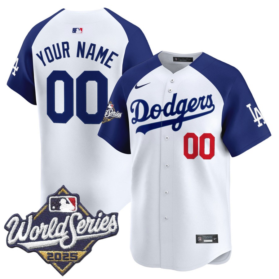 Men's Nike Dodgers Custom White Alternate 2025 World Series Limited Stitched Baseball Jersey Men's Nike Dodgers Custom White Alternate 2025 World Series Limited Stitched Baseball Jersey