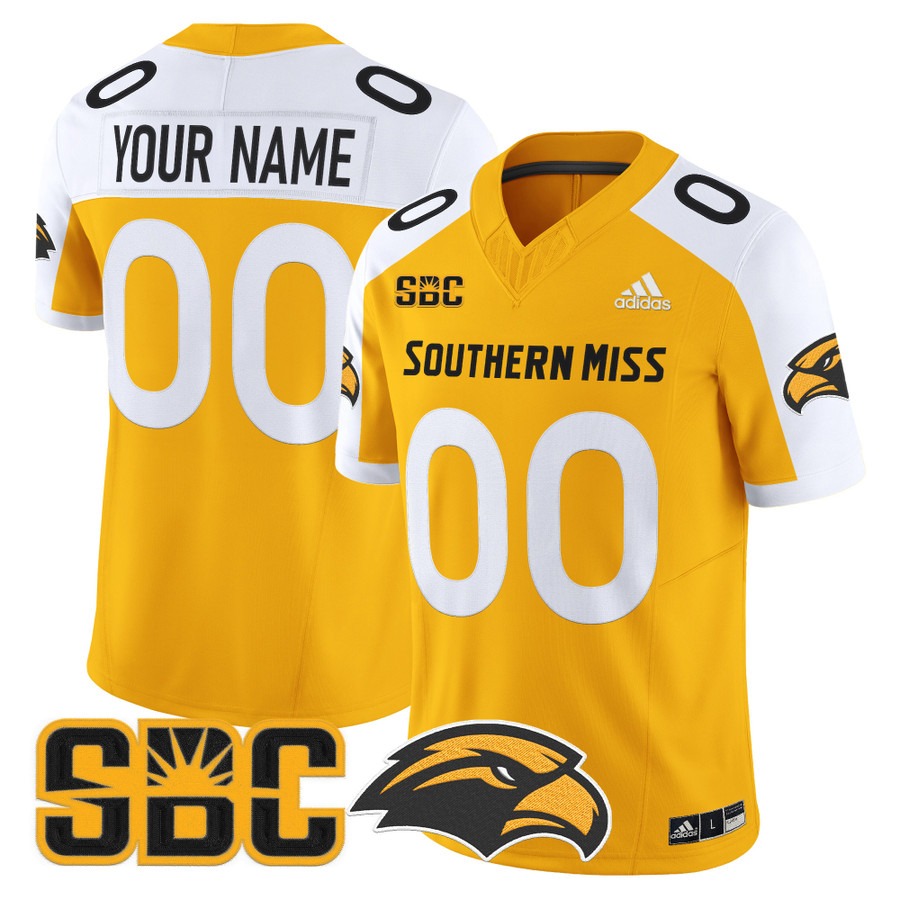 Men's Southern Miss Golden Eagles Custom Gold Alternate 2025 Vapor F.U.S.E. Limited Stitched Football Jersey Men's Southern Miss Golden Eagles Custom Gold Alternate 2025 Vapor F.U.S.E. Limited Stitched Football Jersey