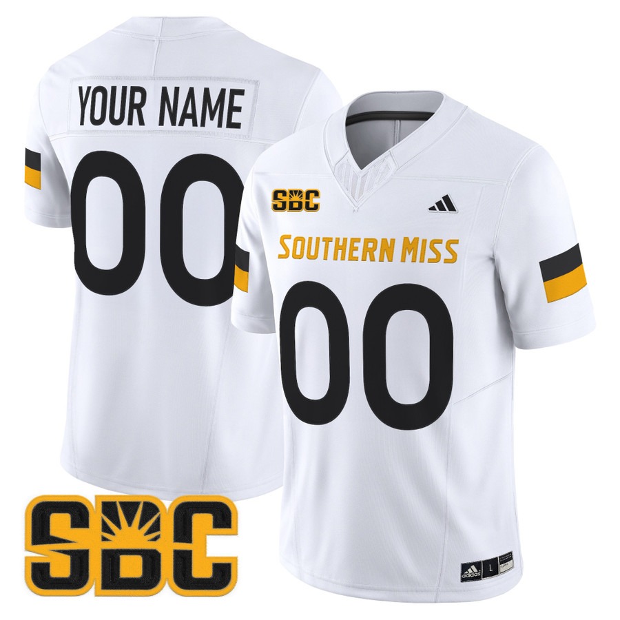 Men's Southern Miss Golden Eagles Custom White 2025 Vapor F.U.S.E. Limited Stitched Football Jersey Men's Southern Miss Golden Eagles Custom White 2025 Vapor F.U.S.E. Limited Stitched Football Jersey