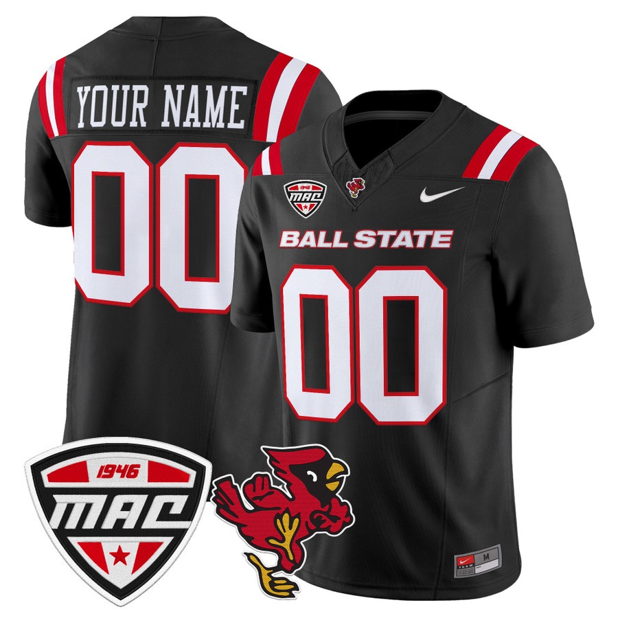 Men's Ball State Cardinals Custom Black F.U.S.E. 2025 Vapor Limited Stitched Football Jersey Men's Ball State Cardinals Custom Black F.U.S.E. 2025 Vapor Limited Stitched Football Jersey