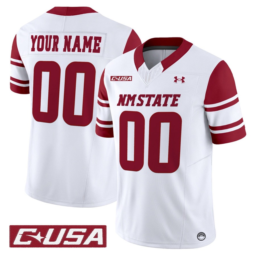 Men's New Mexico State Aggies Custom White 2025 Vapor F.U.S.E. Limited Stitched Football Jersey Men's New Mexico State Aggies Custom White 2025 Vapor F.U.S.E. Limited Stitched Football Jersey