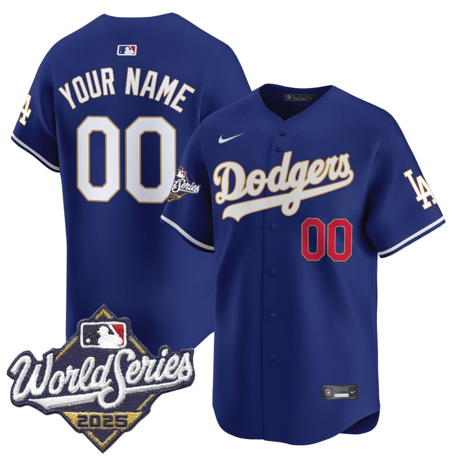 Men's Los Angeles Dodgers Custom Royal 2025 World Series Gold Trim Vapor Nike Limited Stitched Jersey Men's Los Angeles Dodgers Custom Royal 2025 World Series Gold Trim Vapor Nike Limited Stitched Jersey