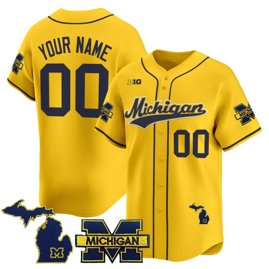 Men's Michigan Wolverines Baseball Custom Maize 2025 Vapor Stitched Jersey
