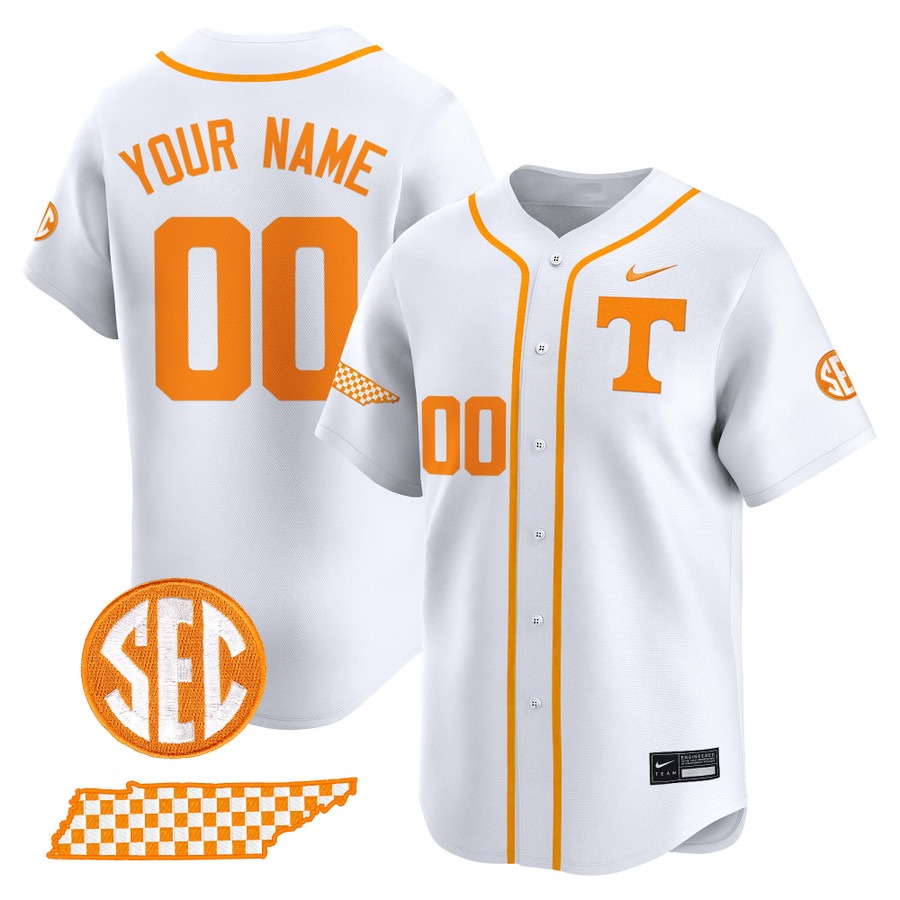 Men's Tennessee Volunteers Baseball Custom White 2025 Vapor Stitched Jersey