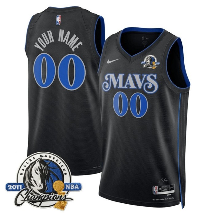 Men's Dallas Mavericks Custom Black Nike With 2011 NBA Champions Patch Stitched Basketball Jersey Men's Dallas Mavericks Custom Black Nike With 2011 NBA Champions Patch Stitched Basketball Jersey