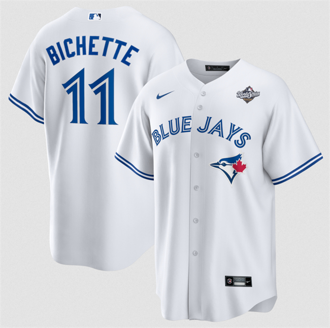 Men's Toronto Blue Jays #11 Bo Bichette White 2025 World Series Home Cool Base Stitched Baseball Jersey