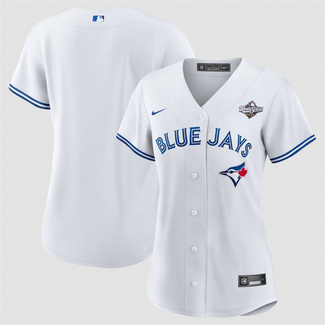 Women's Toronto Blue Jays Blank White 2025 World Series Home Cool Base Stitched Baseball Jersey(Run Small) Women's Toronto Blue Jays Blank White 2025 World Series Home Cool Base Stitched Baseball Jersey(Run Small)