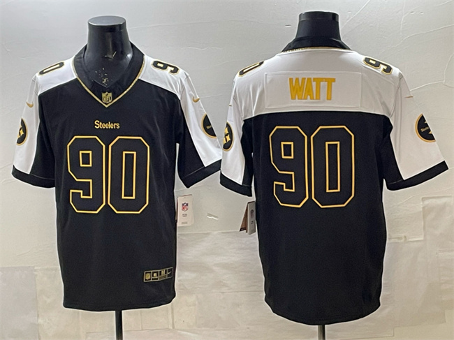 Men's Pittsburgh Steelers #90 T.J. Watt Black White F.U.S.E. Vapor Untouchable Limited Stitched Jersey Men's Pittsburgh Steelers #90 T.J. Watt Black White F.U.S.E. Vapor Untouchable Limited Stitched Jersey