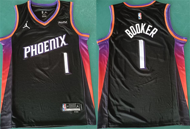 Men's Phoenix Suns #1 Devin Booker Black 2025 Statement Edition Stitched Basketball Jersey Men's Phoenix Suns #1 Devin Booker Black 2025 Statement Edition Stitched Basketball Jersey