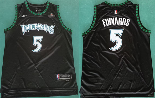 Men's Minnesota Timberwolves #5 Anthony Edwards Black 2025 Classic Edition Stitched jersey Men's Minnesota Timberwolves #5 Anthony Edwards Black 2025 Classic Edition Stitched jersey