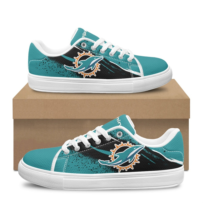 Women's Miami Dolphins Low Top Casual Sneakers Shoes 001 Women's Miami Dolphins Low Top Casual Sneakers Shoes 001