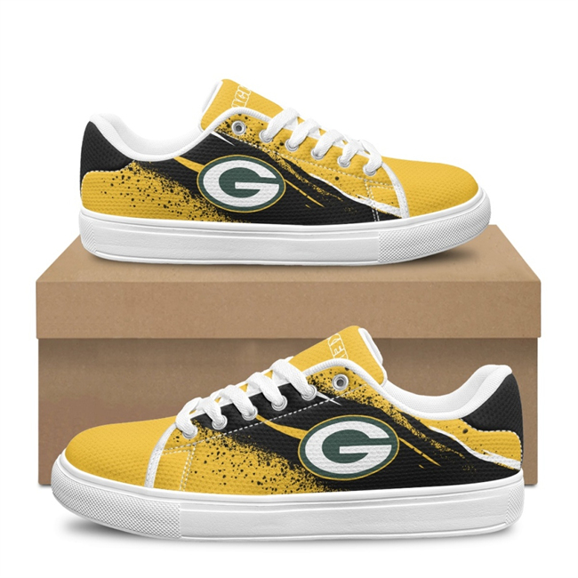 Men's Green Bay Packers Low Top Casual Sneakers Shoes 001