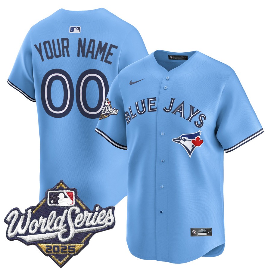 Men's Toronto Blue Jays Custom Powder Blue 2025 World Series Nike Limited Stitched Jersey