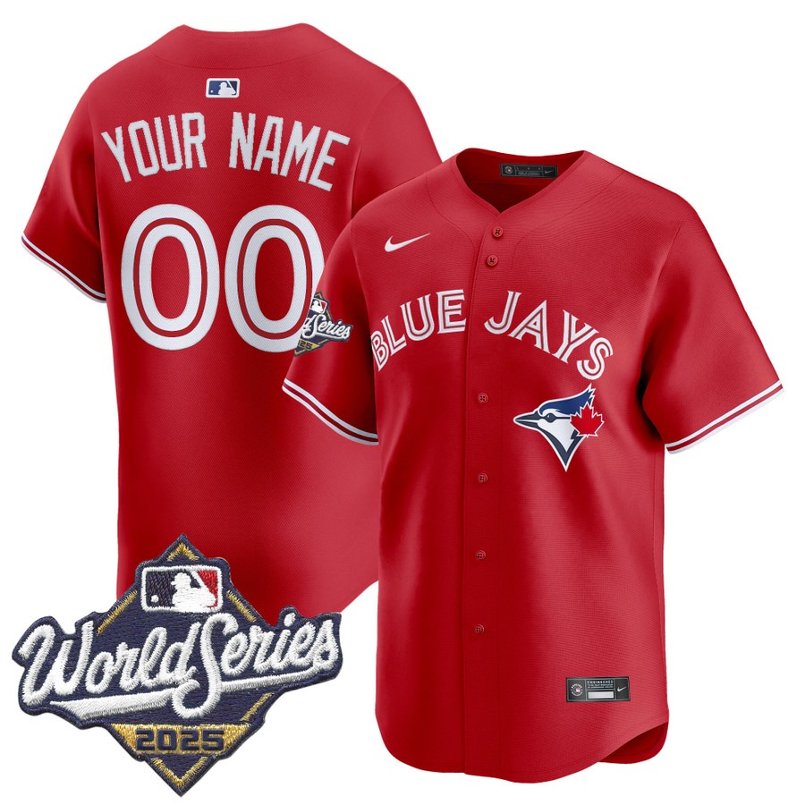 Men's Toronto Blue Jays Custom Red 2025 World Series Nike Limited Stitched Jersey