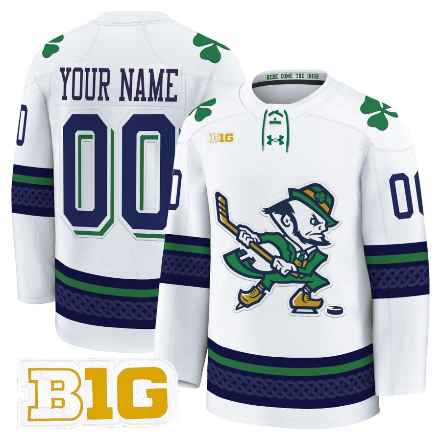 Men's Notre Dame Fighting Irish Hockey Custom White Limited 2025-26 Premium Stitched Jersey Men's Notre Dame Fighting Irish Hockey Custom White Limited 2025-26 Premium Stitched Jersey