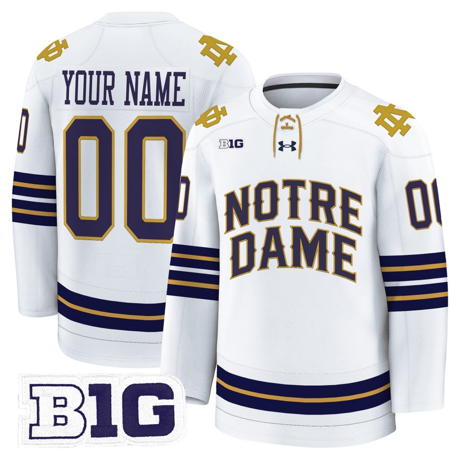 Men's Notre Dame Fighting Irish Hockey Custom White 2025-26 Premium Stitched Jersey Men's Notre Dame Fighting Irish Hockey Custom White 2025-26 Premium Stitched Jersey