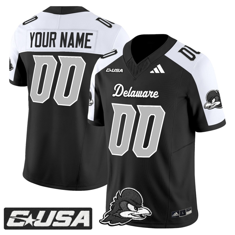 Men's Delaware Blue Hens Football Custom Black Alternate 2025 Vapor F.U.S.E. Limited Stitched Jersey Men's Delaware Blue Hens Football Custom Black Alternate 2025 Vapor F.U.S.E. Limited Stitched Jersey