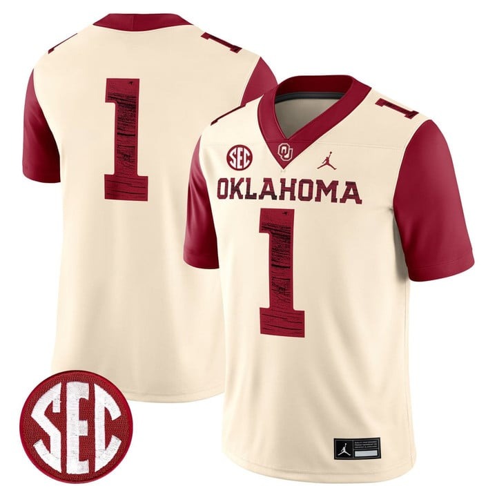 Men's Oklahoma Sooners #1 Cream Vapor Limited Stitched Football Jersey Men's Oklahoma Sooners #1 Cream Vapor Limited Stitched Football Jersey