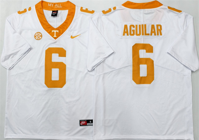 Men's Tennessee Volunteers #6 Joey Aguilar White 2025 Stitched Jersey