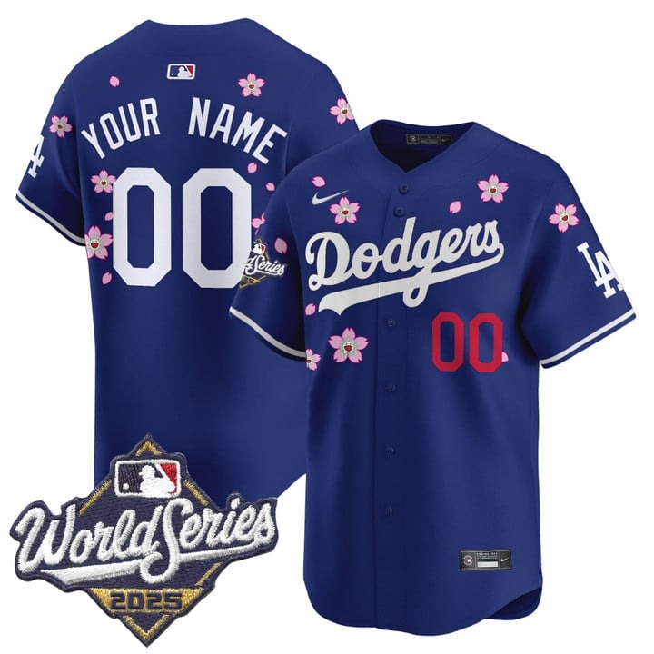 Men's Dodgers Custom Royal 2025 World Series x Tokyo Series Nike Limited Stitched Jerse Men's Dodgers Custom Royal 2025 World Series x Tokyo Series Nike Limited Stitched Jerse