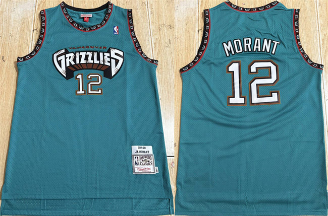 Men's Memphis Grizzlies #12 Ja Morant Teal Throwback Stitched Jersey