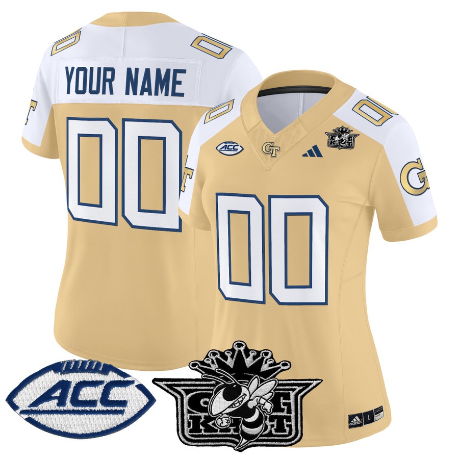 Women's Outkast x Georgia Tech Yellow Jackets Custom 2025 Vapor F.U.S.E. Limited stitched Jersey - Gold Alternate Women's Outkast x Georgia Tech Yellow Jackets Custom 2025 Vapor F.U.S.E. Limited stitched Jersey - Gold Alternate