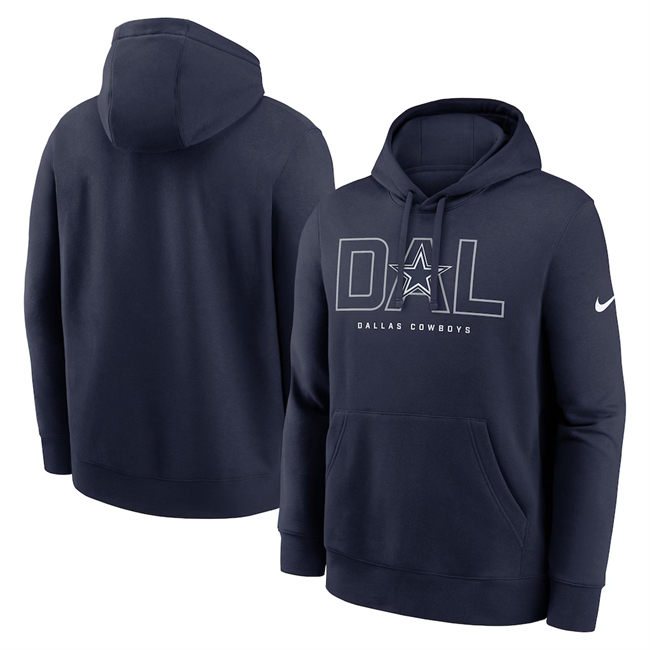 Men's Dallas Cowboys Navy Busted Play Club Fleece Pullover Hoodie