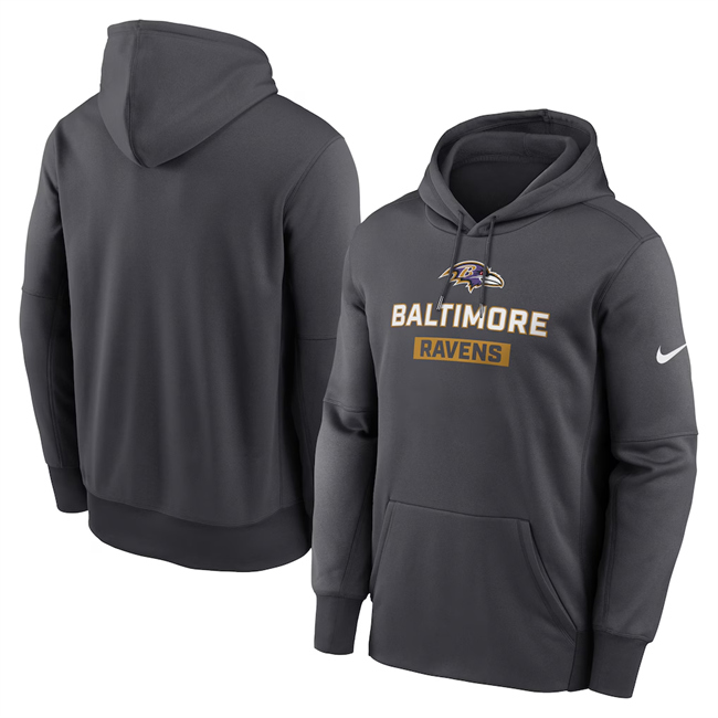 Men's Baltimore Ravens Anthracite Toss Sweep Performance Pullover Hoodie