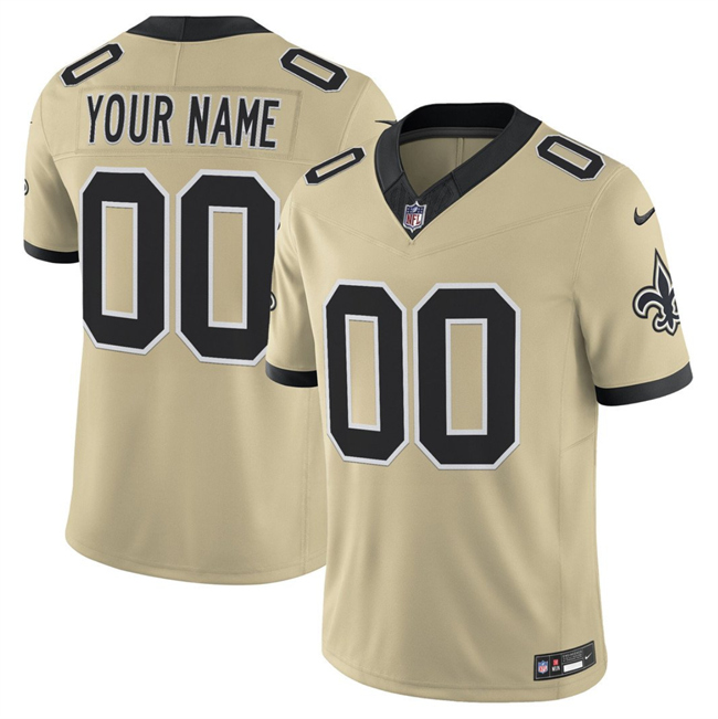 Women's New Orleans Saints Active Player Custom Gold 2025 F.U.S.E. Alternate Vapor Limited Stitched Football Jersey(Run Small)