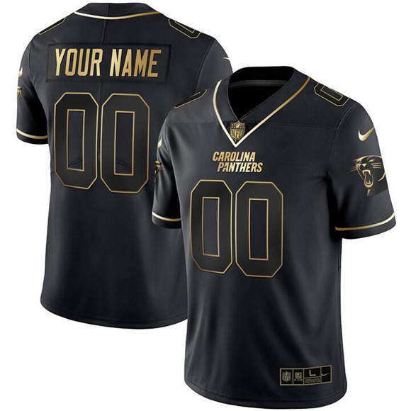 Men's Carolina Panthers ACTIVE PLAYER Custom Black Gold Limited Stitched Football Jersey
