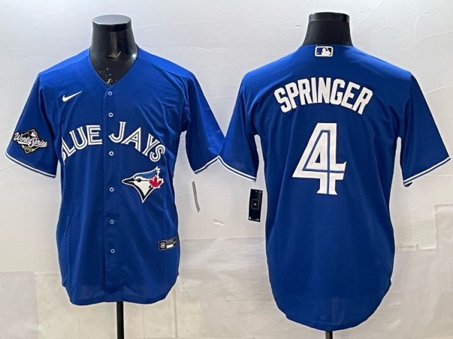 Men's Toronto Blue Jays #4 George Springer Royal 2025 World Series Limited Stitched Baseball Jerseys Men's Toronto Blue Jays #4 George Springer Royal 2025 World Series Limited Stitched Baseball Jerseys