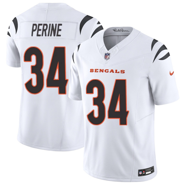 Men's Cincinnati Bengals #34 Samaje Perine White 2025 F.U.S.E. Vapor Untouchable Limited Stitched Football Jersey