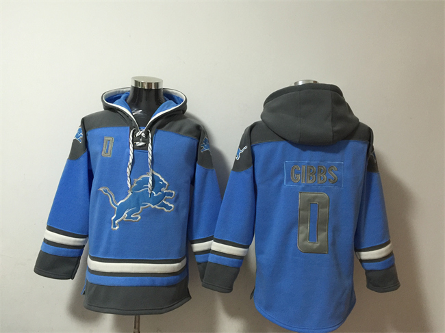 Men's Detroit Lions #0 Jahmyr Gibbs Blue Ageless Must-Have Lace-Up Pullover Hoodie