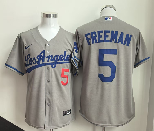 Men's Los Angeles Dodgers #5 Freddie Freeman Grey Limited Stitched Baseball Jersey