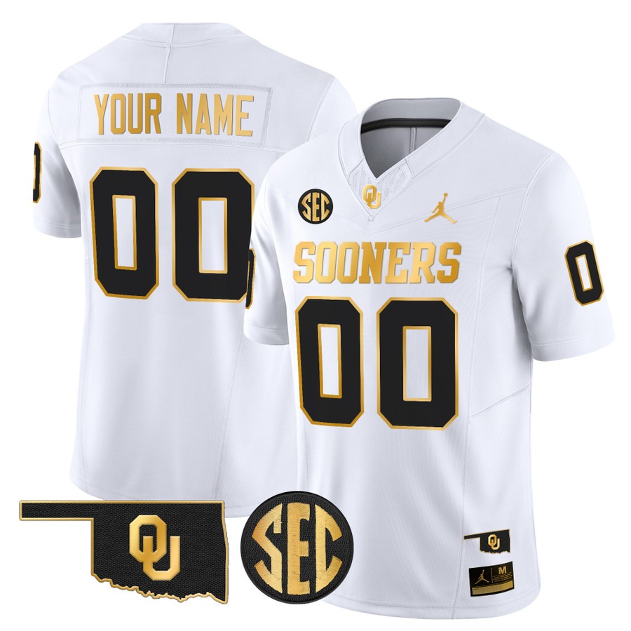 Men's Oklahoma Sooners Custom White Gold 2025 Vapor F.U.S.E. Limited Stitched Football Jersey Men's Oklahoma Sooners Custom White Gold 2025 Vapor F.U.S.E. Limited Stitched Football Jersey