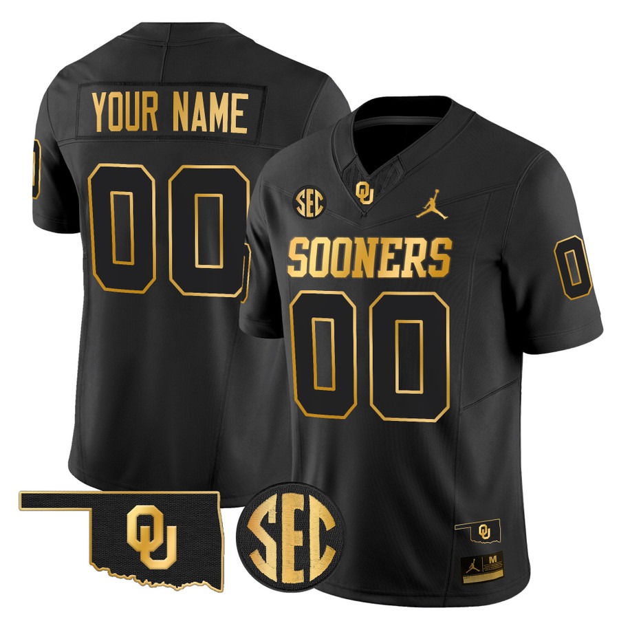 Men's Oklahoma Sooners Custom Black Gold 2025 Vapor F.U.S.E. Limited Stitched Football Jersey Men's Oklahoma Sooners Custom Black Gold 2025 Vapor F.U.S.E. Limited Stitched Football Jersey