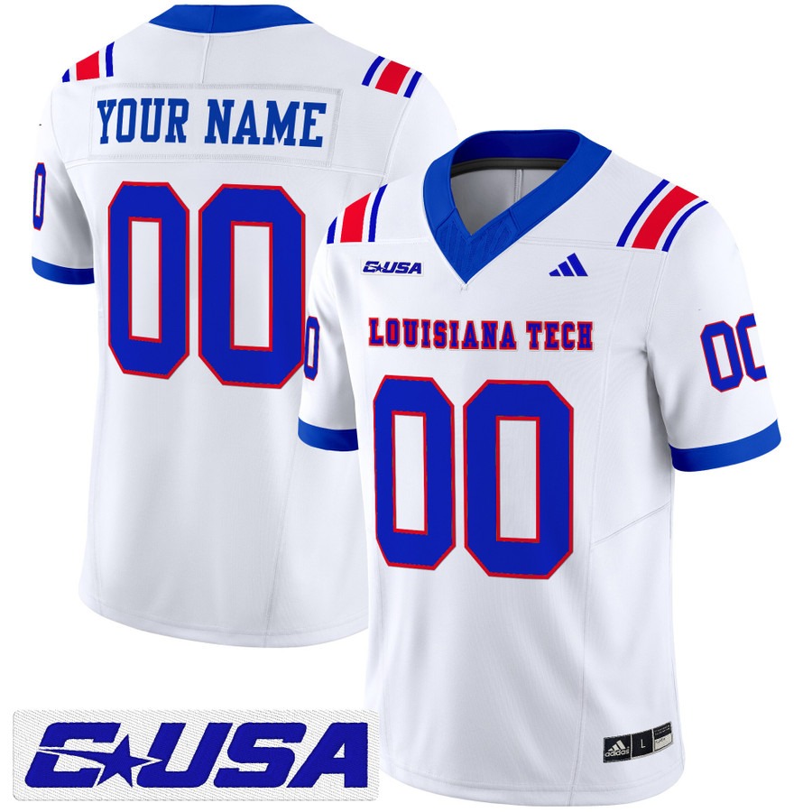 Men's Louisiana Tech Bulldogs Football Custom White 2025 Vapor F.U.S.E. Limited Stitched Jersey Men's Louisiana Tech Bulldogs Football Custom White 2025 Vapor F.U.S.E. Limited Stitched Jersey
