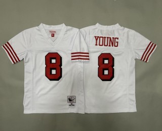 Youth San Francisco 49ers #8 Steve Young White 1994 Throwback Stitched Jerseys