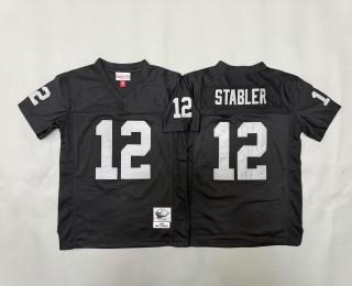 Youth Las Vegas Raiders #12 Ken Stabler Black Throwback 1976 Stitched Jersey