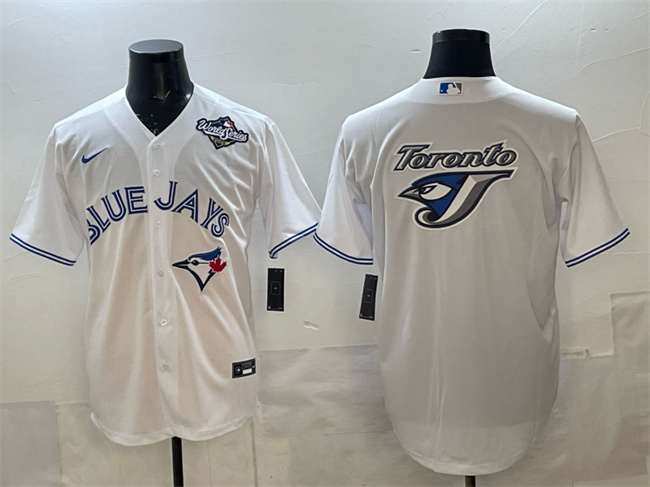 Men's Toronto Blue Jays Team Big Logo White 2025 World Series Home Cool Base Stitched Baseball Jersey Men's Toronto Blue Jays Team Big Logo White 2025 World Series Home Cool Base Stitched Baseball Jersey