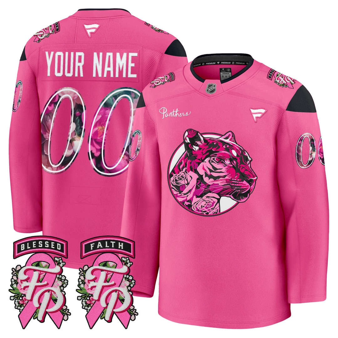 Men's Florida Panthers Custom Pink 'Pink in the Rink' 2025 Premium Stitched Hockey Jersey