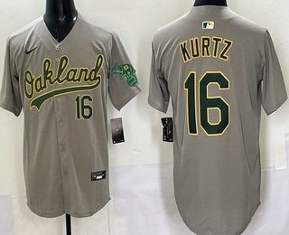 Men's Oakland Athletics #16 Nick Kurtz Gray Nike Limited Stitched Baseball Jersey
